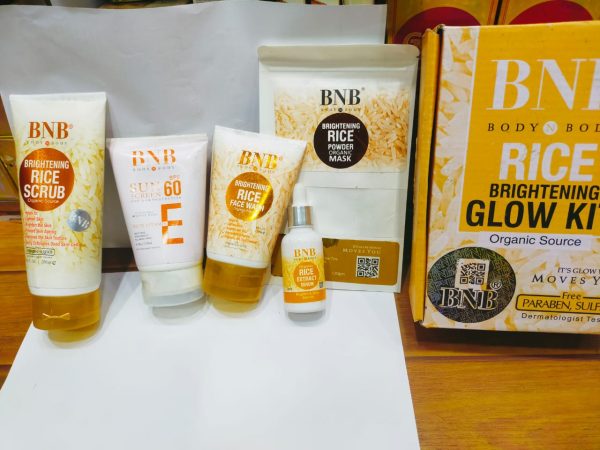 5 In 1 Bnb-rice Whitening And Glowing Facial Kit Sun Screen +face Wash+ Scrub+ Mask +glow Serum 30ml