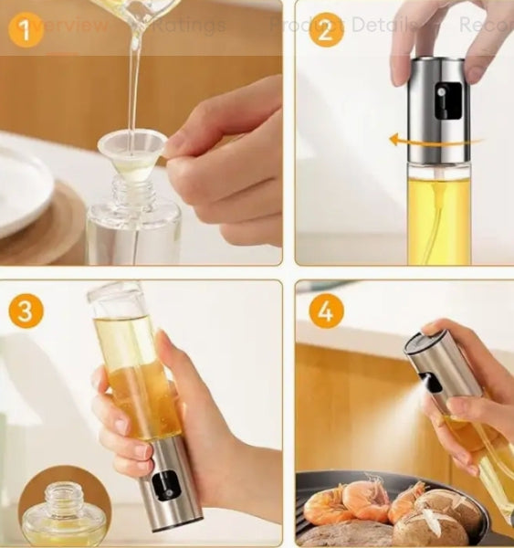 Sp Oil Sprayer Stainless Steel Transparent Glass Spray Bottle