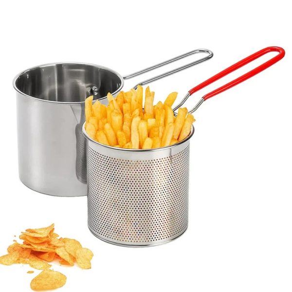 Stainless Steel Deep Fryer Frying Pot With Strainer 12ml Capacity